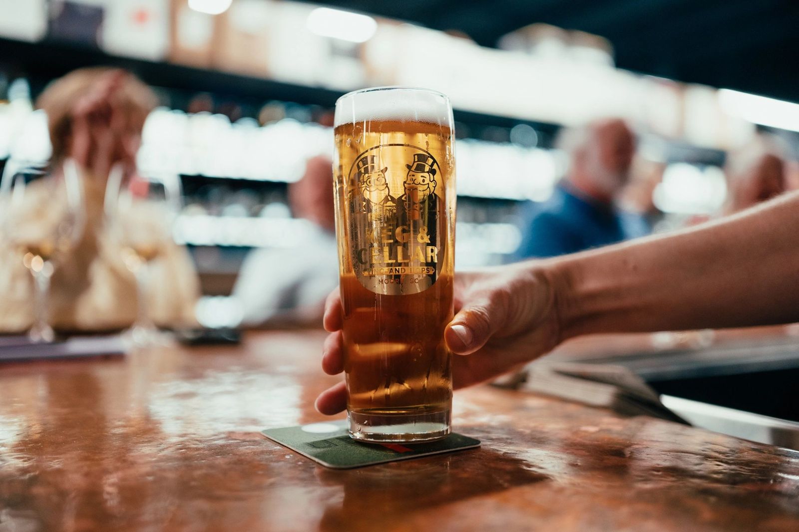 A draft beer being poured